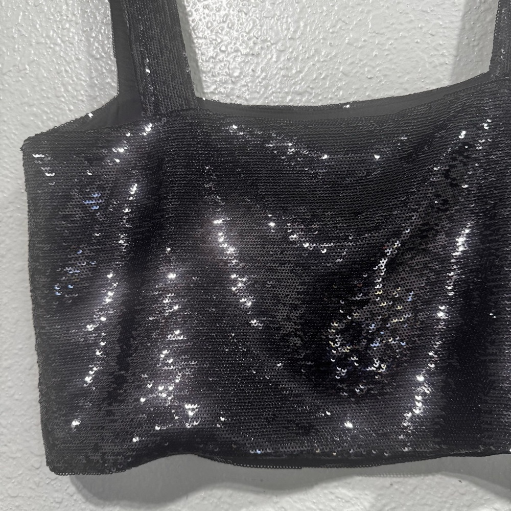 New IRO Black Sequin Women's Crop Top Size 34 XS - Picture 6 of 14
